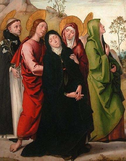 Juan de Borgona The Virgin, Saint John the Evangelist, two female saints and Saint Dominic de Guzman. France oil painting art